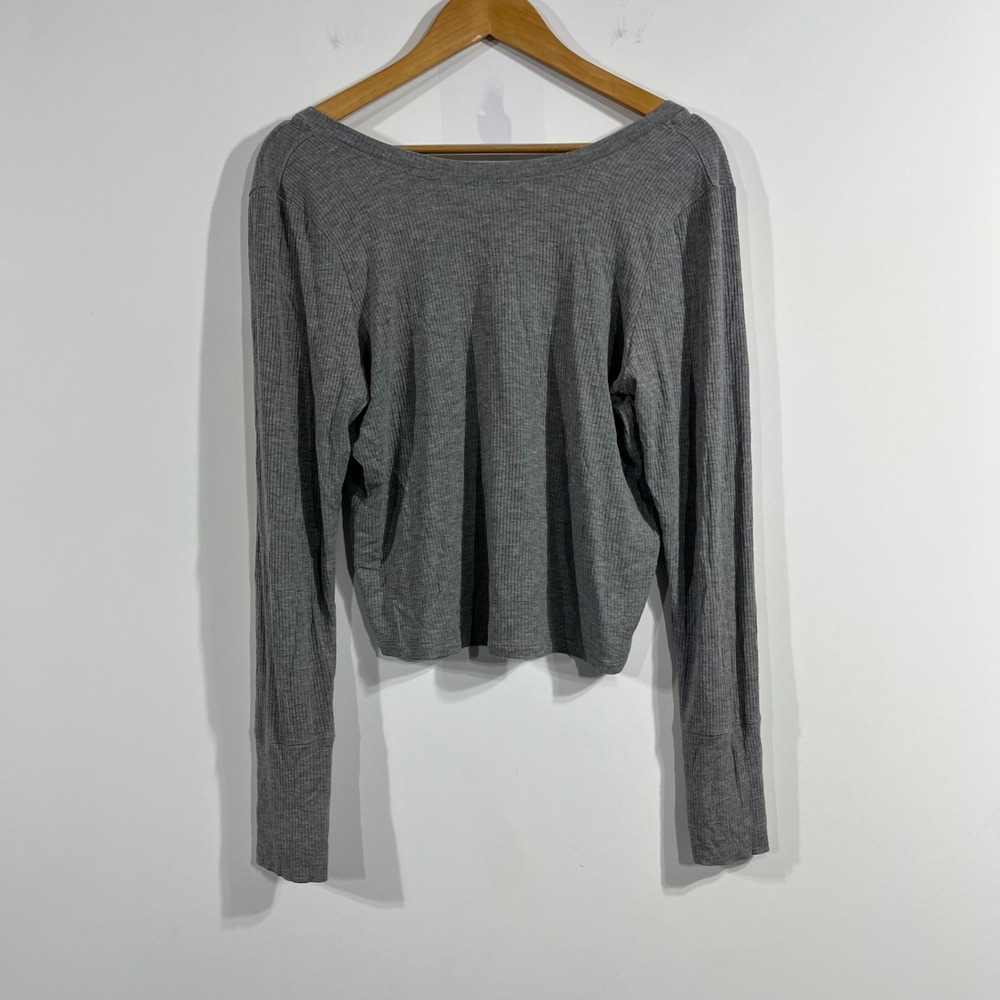 Aerie Balletcore Layers Ribbed Top Crop Scoop Back Off Duty Model Womens Large